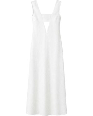 Humans & Land V-Neck Maxi Dress With Pockets - White