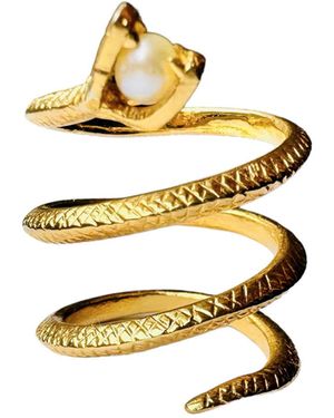 Aki Roc Jewelry Snake Three-Coiled Ring - Metallic