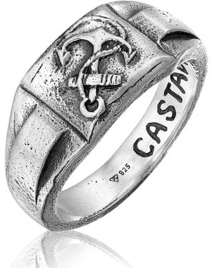 Haze & Glory Anchor Signet Ring - Metallic