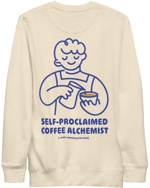 Anchor and Crew Neutrals Bone Gustatory Coffee Alchemist Cotton Blend Embroidered Sweatshirt - White