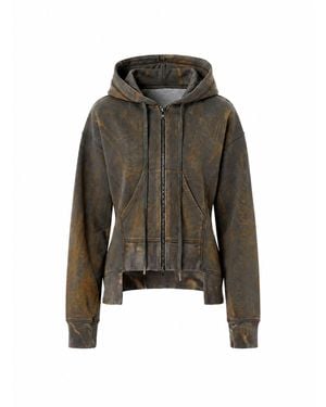 Gao Republic Neutrals Hoodie Zip-Front Panelled Jersey Acid - Green