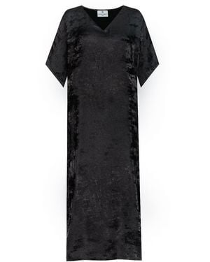 DHARA SHETH DUBAI Shadow Of Sequin Shimmer Long Kaftan Halloween Party Dress With Side Slit - Black