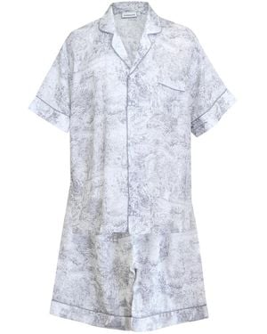 Luna Luz Rebecca Toile Cotton Short-Sleeve Pyjama Set - Blue
