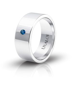 Unaloe Sterling Wide Band Ring With Sapphire – Elegant Minimal Jewelry Ring - White