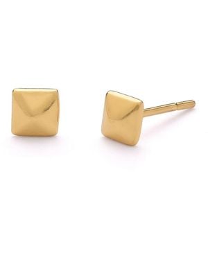 Nellou Jewellery Pyramid Stud Earrings Plated Sterling - Metallic