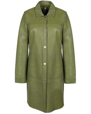 Freaky Nation Unlined Leather Coat Safari - Green