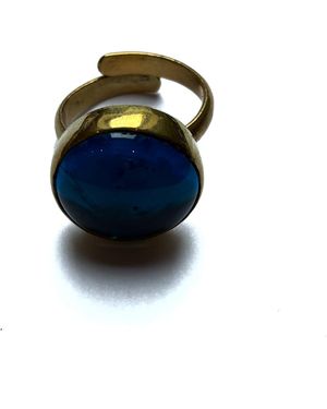 Lala Salama Wazi Small Round Ring - Blue