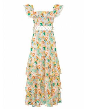 We Are Kindred Olivia Linen Tiered Two-Way Maxi Dress Tuscan Oasis - Metallic