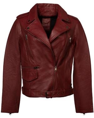 Zasta Studio Ale Biker Leather Jacket - Red