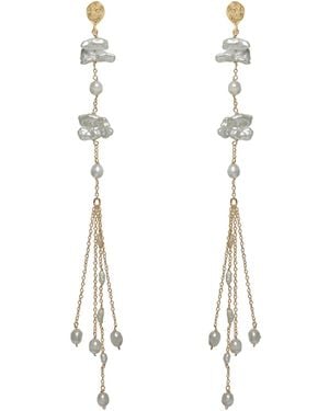 Lavani Jewels Kiyomi Pearl Long Earrings - White