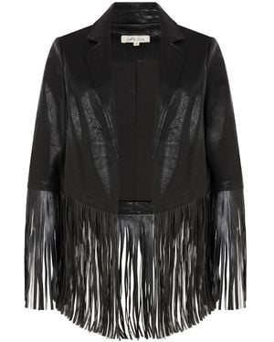 Little Lies Jagger Fringed Faux Leather Jacket - Black