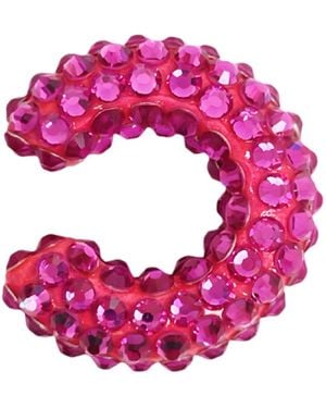 PINAR OZEVLAT Crystallised Lily Ear Cuff Fuchsia - Pink
