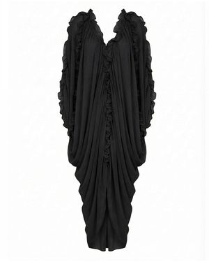 Cy Boutique Ruffle-Trim Draped Resort Dress - Black