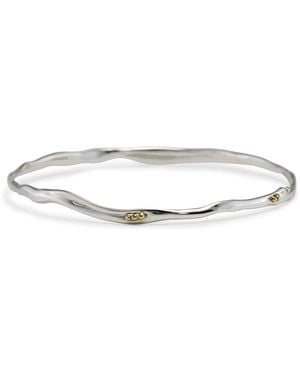 Isla Silver Elegant Sterling Bangle With Brass Pips - Metallic