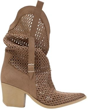 Prologue Shoes Larry Dark Elasticated Block Heel Boot - Brown