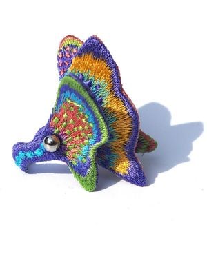 Nana Watanabe Land Butterfly Sculptural Embroidered Ring - Blue