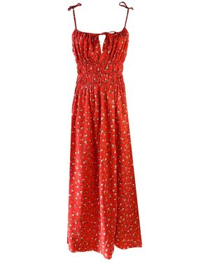 CHILLAZ Sunshine Rose Romantic Tie-Detail Dress - Red