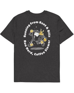 Anchor and Crew Dark Heather Gustatory Coffee Over Bills Organic Cotton Embroidered T-Shirt - Black