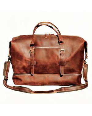 Touri Genuine Leather Duffel With Suit Compartment - Brown