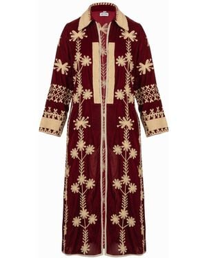 Antra Designs Suki Claret Silk Velvet Coat - Red