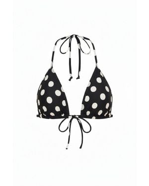Montce Polka Dot Binded Emma Zig-Zag Stitch Bikini Top - Multicolor