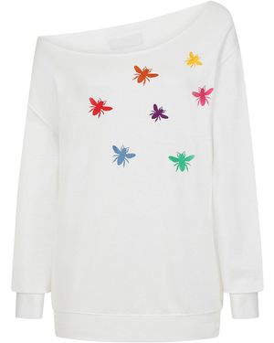 James Steward Bee Embroidered Sweatshirt - White