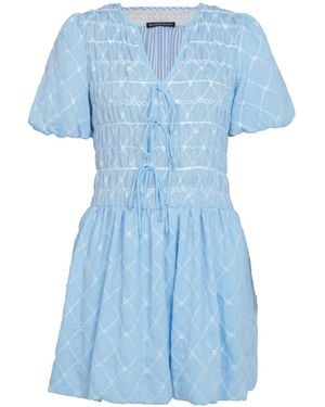 Rose & Nancy Belle Embroidered Mini Dress - Blue