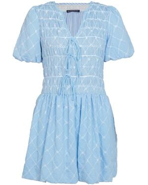 Rose & Nancy Belle Embroidered Mini Dress - Blue