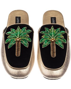 Laines London ' / Classic Mules With Double Palm Tree Brooches - Green