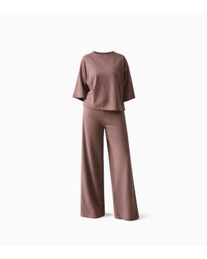 Nola Neutrals Mena Loungewear With T-Shirt Taupe - Pink