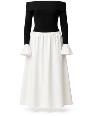 Modista Thirty-One And Off-Shoulder Drop-Waist Midi Puff Dress - Black
