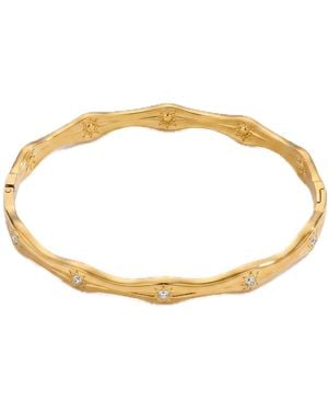 Elk & Bloom Chunky Wave Solitaire 14K Bangle - White