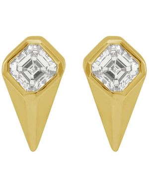 Artisan 14K Geometric Diamond Stud Earrings - Multicolour