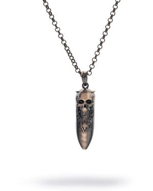 Ebru Jewelry Skull Fang Sterling Necklace - Metallic