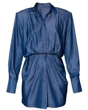 AGGI by HALEWSKI Electra Jets Denim Mini Shirt Dress - Blue