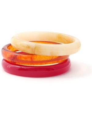 Hye Jane Jewelry Raspberry Tortoise Multi Resin Bangle Set - Orange