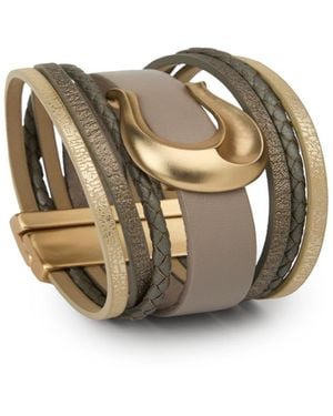 Saachi Horseshoe Charm Leather Bracelet - Metallic