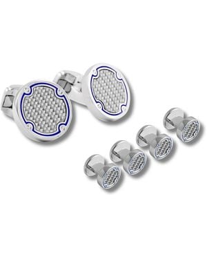 Tateossian Thompson Carbon Cufflink And Shirt Studs Set - Metallic