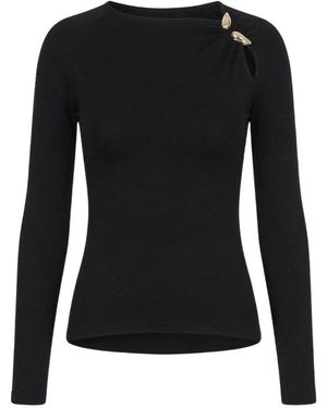 Monlicia Detail Long Sleeve Stretch Cielo Top - Black