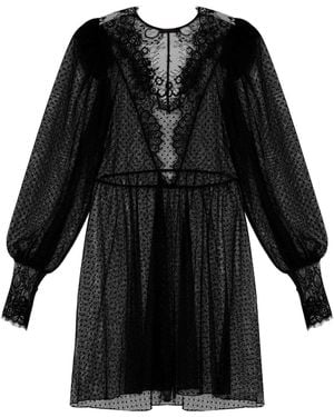 X Intima Short Soft Lace Robe - Black