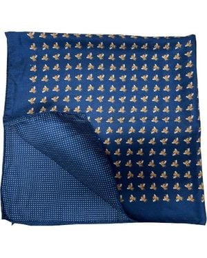 Lazyjack Press Double-Sided Italian Silk Buzzed Scarf - Blue