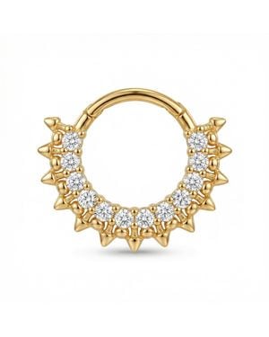 Zahav Jewelry 10K Solid 18G Spiked Cz Clicker Hoop - Metallic