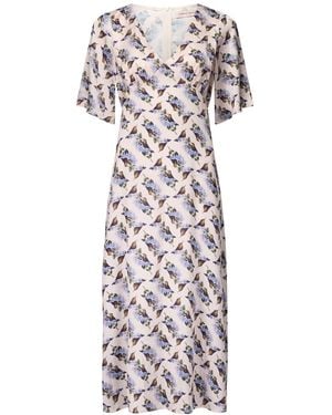 Traffic People Neutrals Hummingbird Cream And Print Blythe Midi Dress - Blue