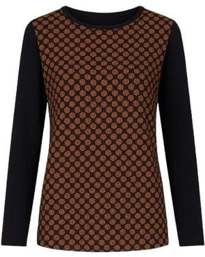 Conquista Silk Detail Long Sleeve Top - Brown