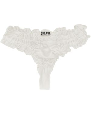 CREASE Silk Scalloped Thong - White