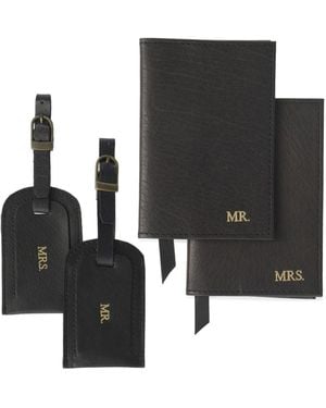 VIDA VIDA Mr & Mrs Leather Travel Set - Black