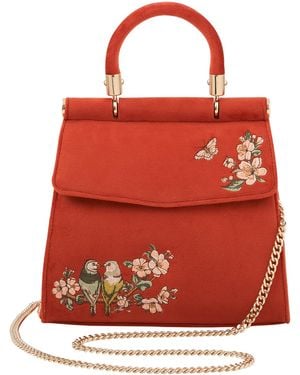 Fable England Lovebirds Mini Top Handle Tote - Red