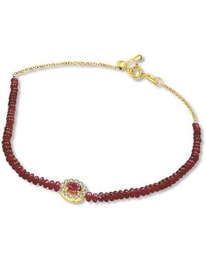 Genevieve Collection 18K Ruby Bead Bracelet - White