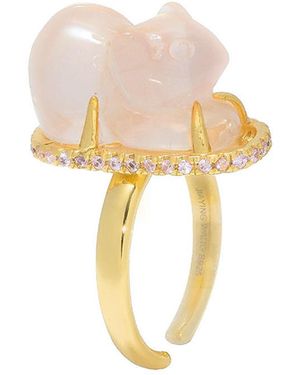 Jiaying Wang Wjy Studio London Handmade Engraved Mouse Crystal Gemstones Ring - Metallic