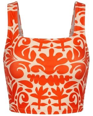 Lime Ricki Swimwear Terracotta Square Neck Crop Top - Orange